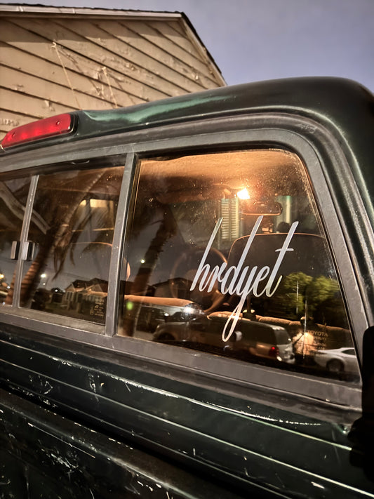 hrd yet cursive sticker